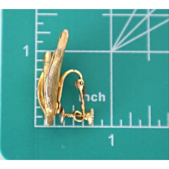 Vintage Earrings Clip On Dolce Gabbana Green Enamel Paint Gold Toned Designer - Picture 4 of 6